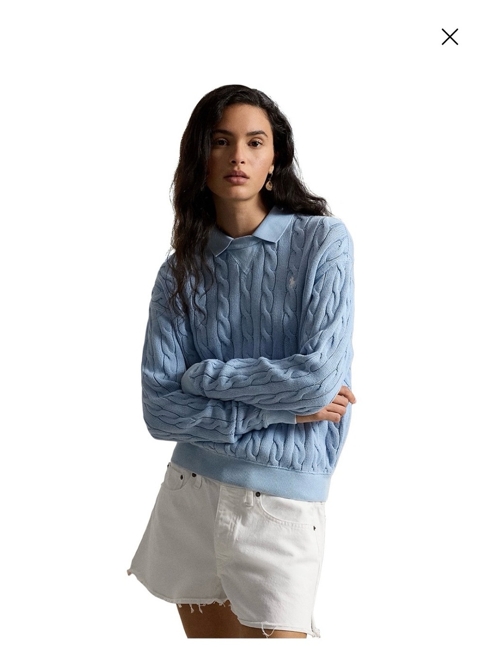 Polo by Ralph Lauren Light Blue Cable-Knit Polo collar Sweater